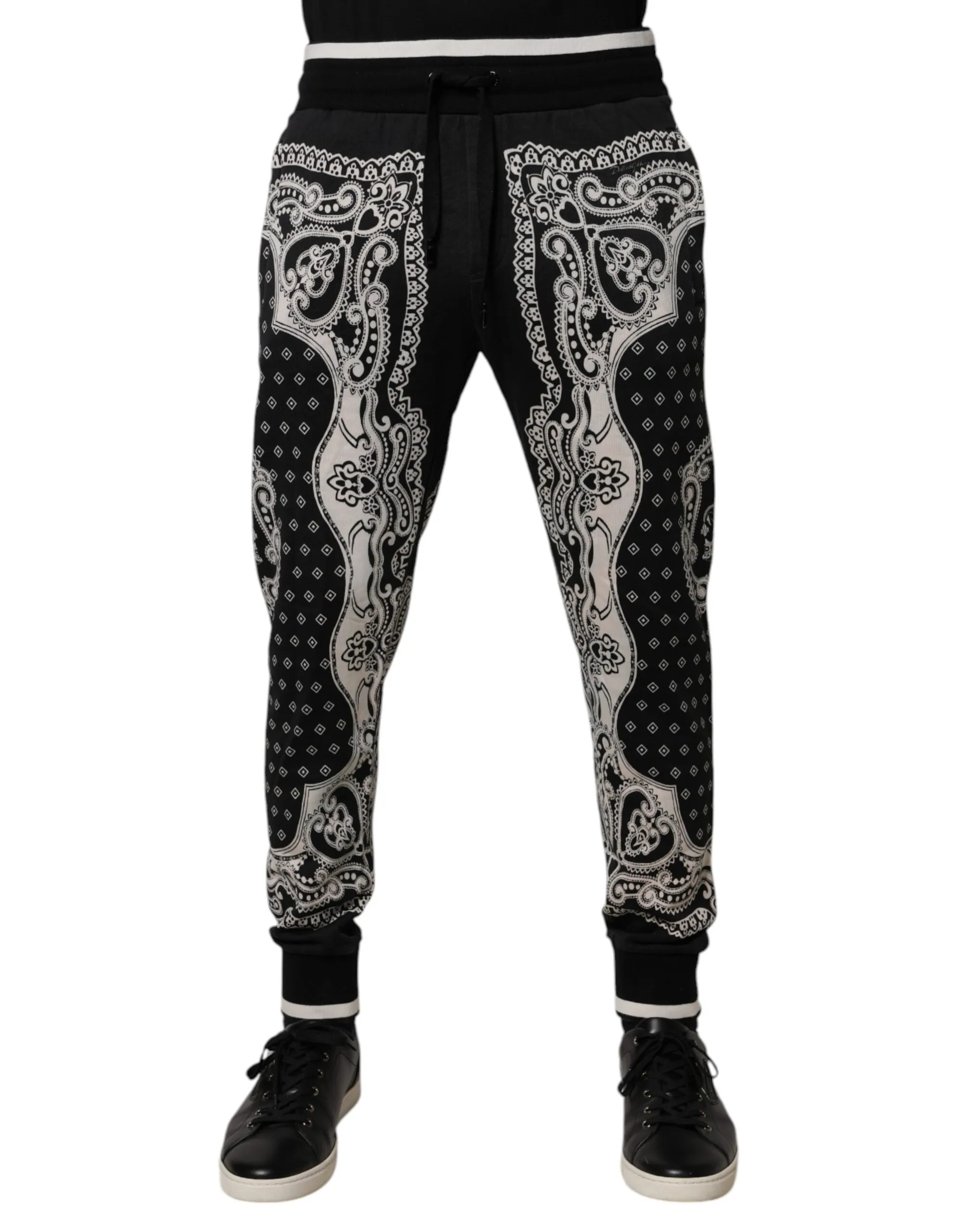 Dolce & Gabbana Men's Black Bandana Cotton Jogger Pants