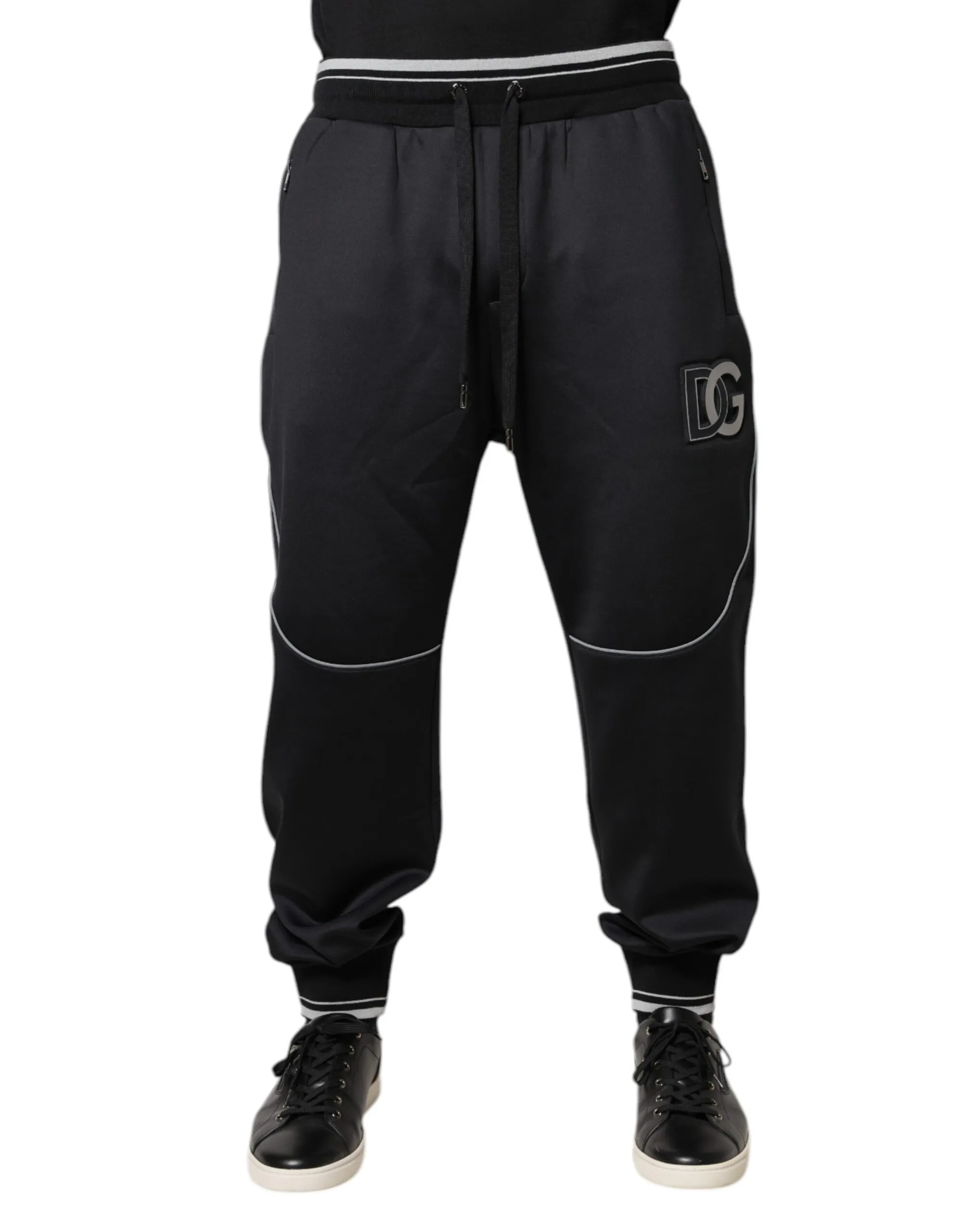 Dolce & Gabbana Men's Black Polyester Logo Jogger Pants