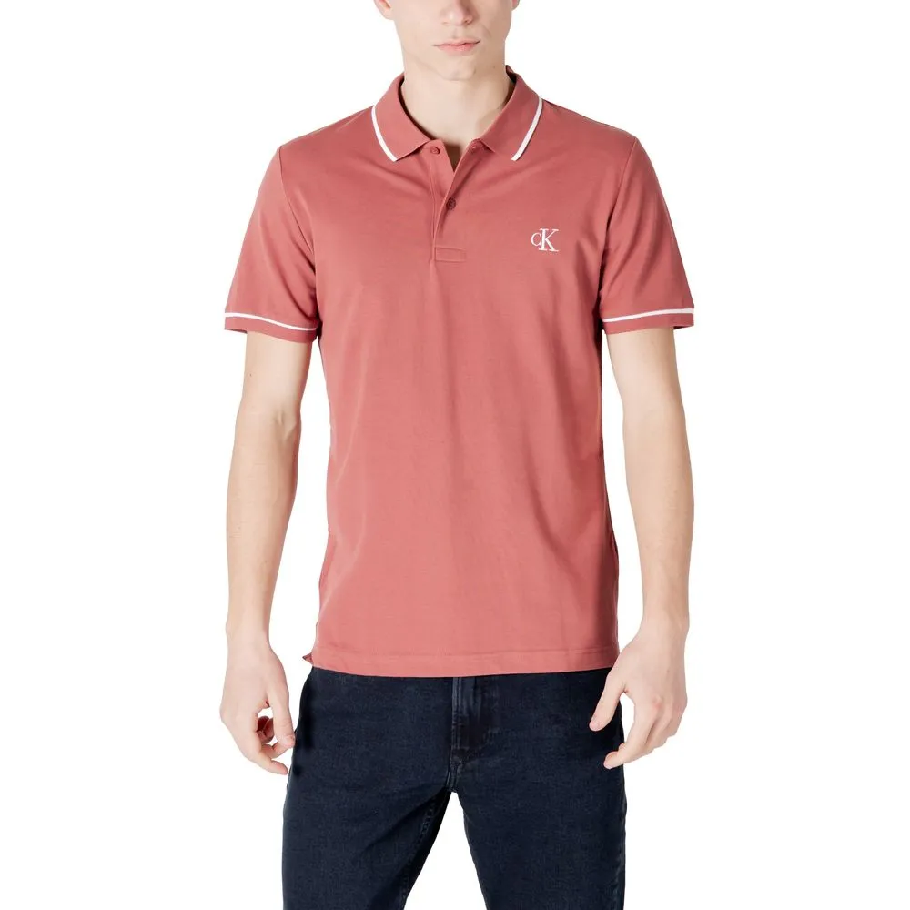Calvin Klein Jeans Men's Red Cotton Polo Shirt