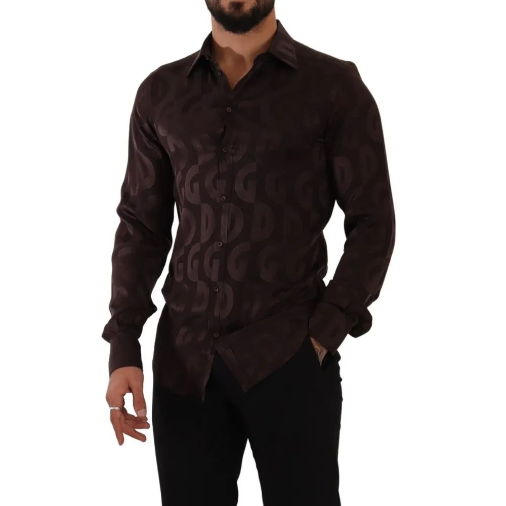 Dolce & Gabbana Men's Bordeaux Silk Shirt