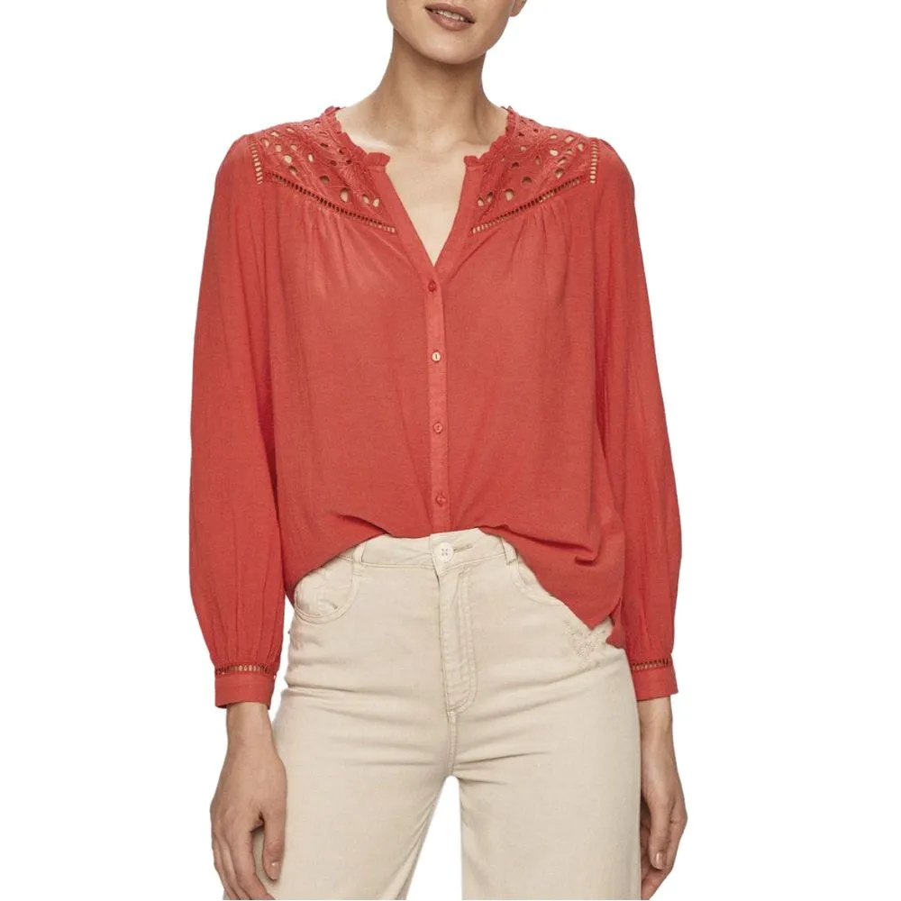 Pepe Jeans Women's Red Cotton Shirt