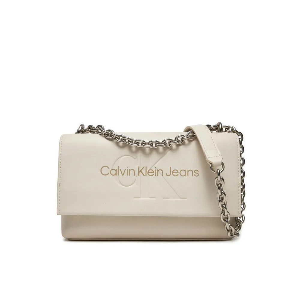 Calvin Klein Jeans Women's Beige Faux Leather Shoulder Bag
