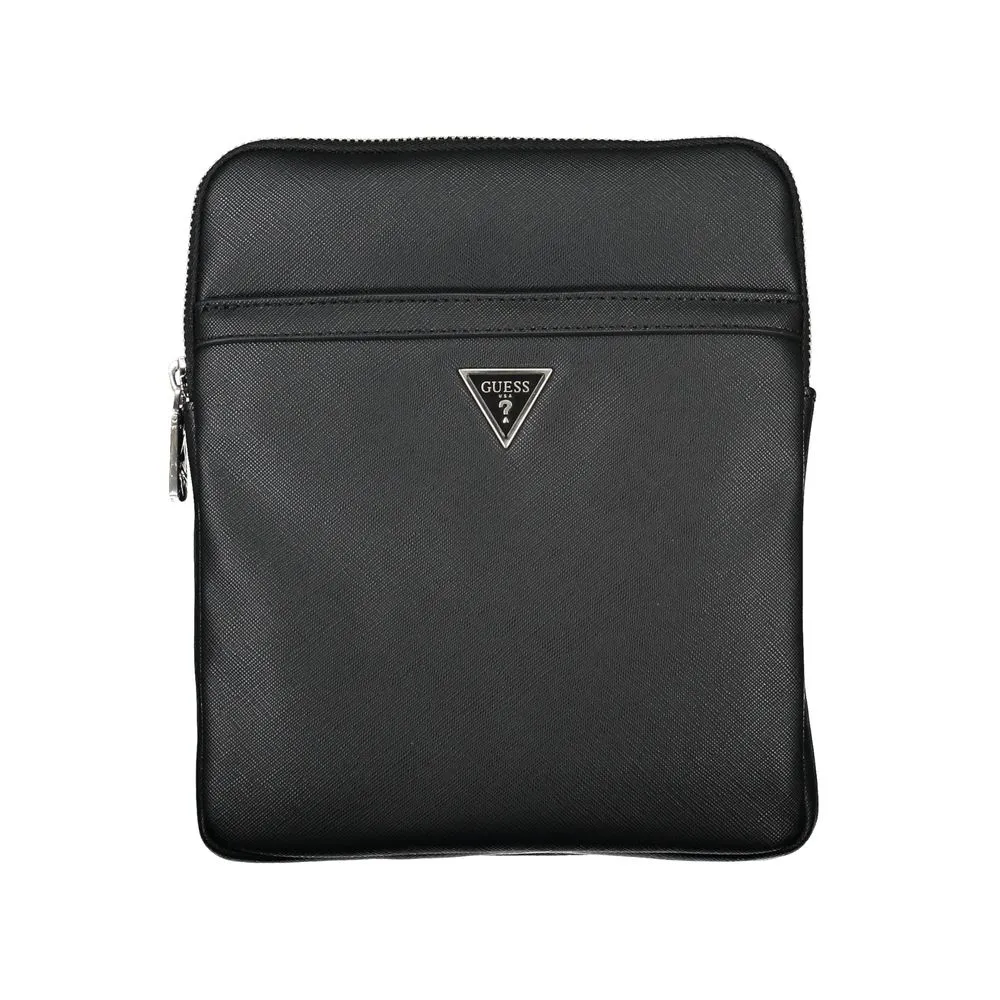 Guess Jeans Men's Elegant Black Shoulder Bag with Practical Design