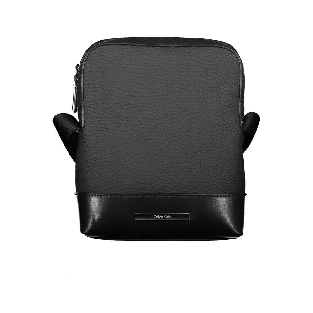 Calvin Klein Men's Sleek Black Shoulder Bag with Contrasting Details