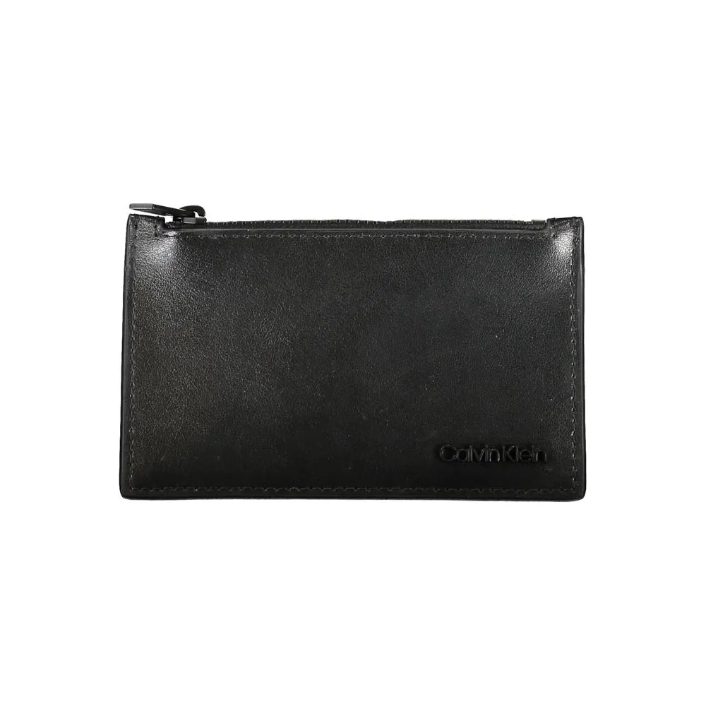 Calvin Klein Men's Elegant Leather Zip Wallet in Timeless Black