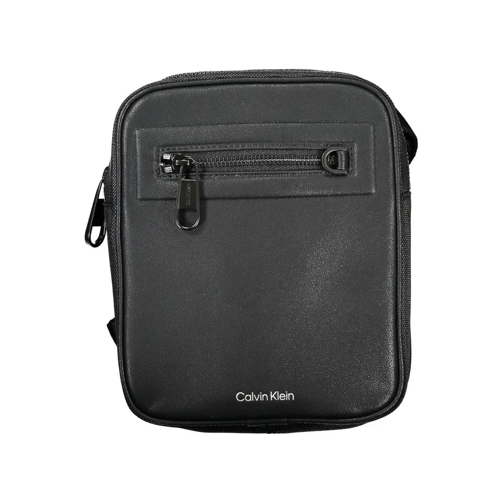 Calvin Klein Men's Sleek Black Shoulder Bag with Contrasting Details