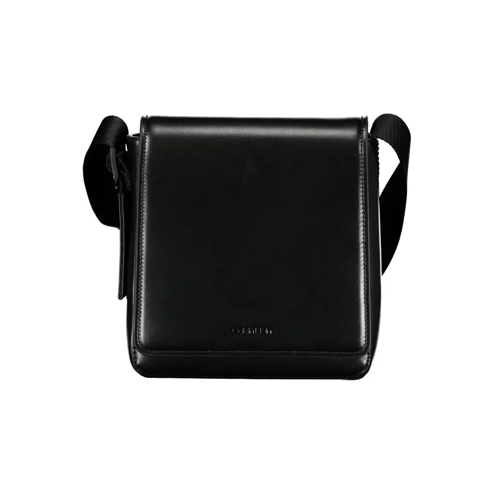 Calvin Klein Men's Sleek Black Shoulder Bag with Logo Detail