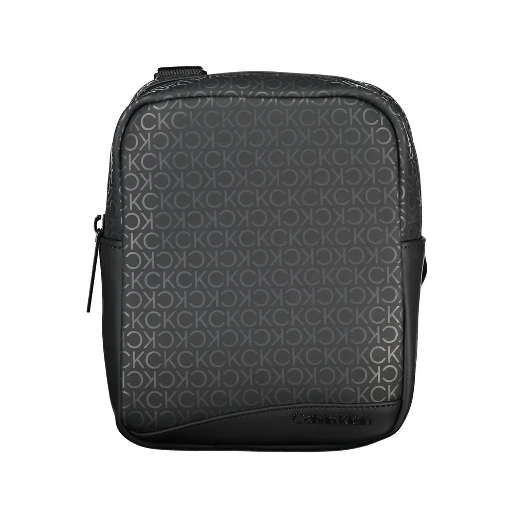 Calvin Klein Men's Sleek Black Shoulder Bag with Contrasting Accents