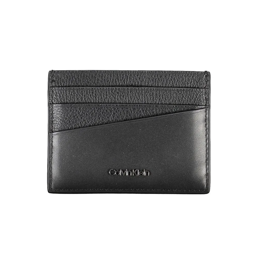Calvin Klein Men's Elegant Leather Card Holder in Timeless Black