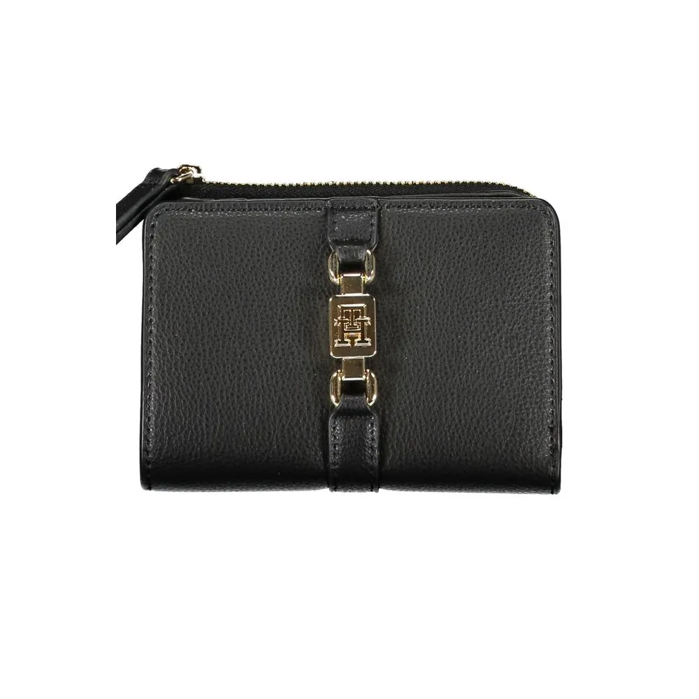 Tommy Hilfiger Women's Sleek Black Zip Wallet with Coin Purse