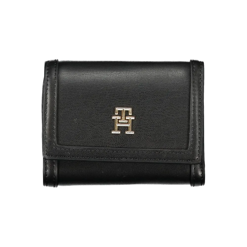 Tommy Hilfiger Women's Sleek Black Double-Spaced Wallet with Logo