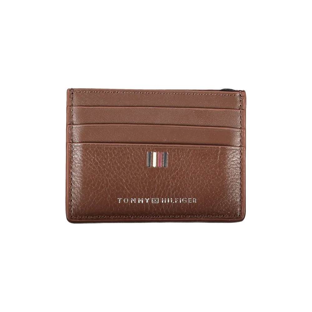 Tommy Hilfiger Men's Sleek Leather Card Holder with Contrast Detailing