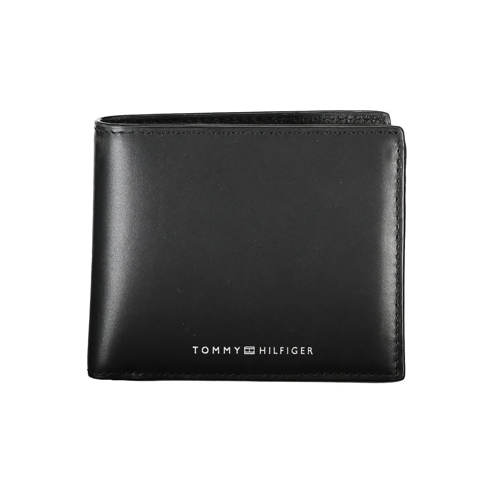 Tommy Hilfiger Men's Sleek Black Leather Wallet for the Modern Man