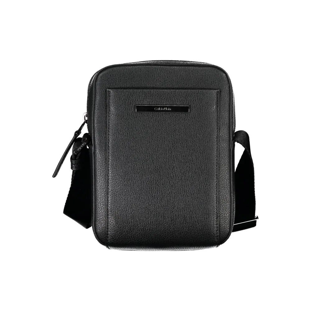 Calvin Klein Men's Sleek Black Shoulder Bag with Logo Detail