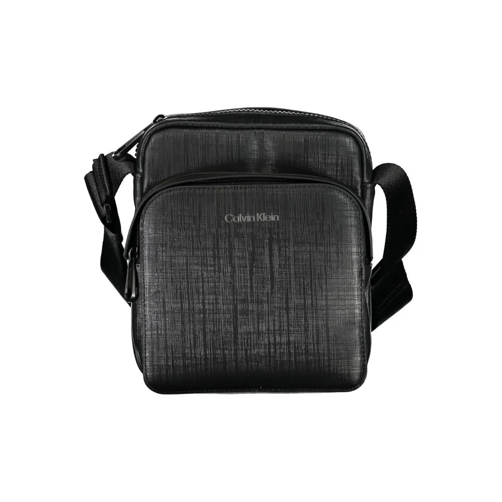 Calvin Klein Men's Elegant Black Shoulder Bag with Contrasting Details