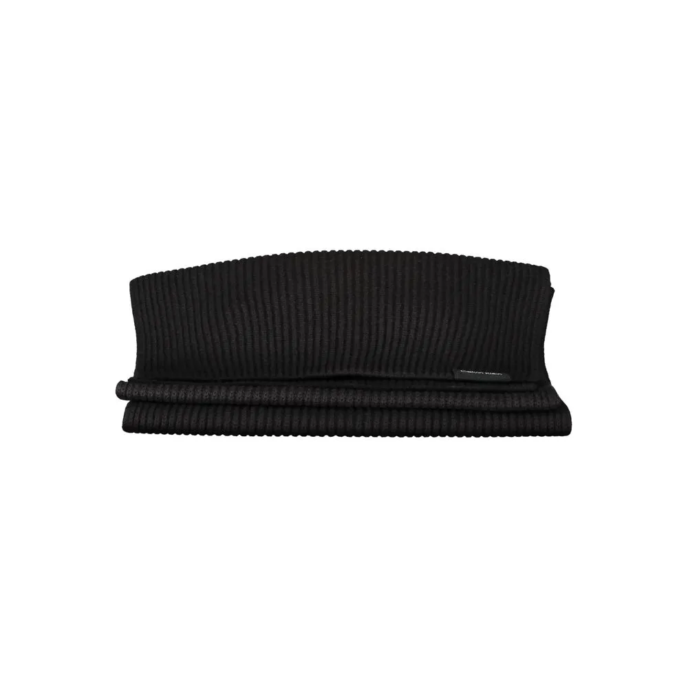 Calvin Klein Men's Elegant Black Cotton Cashmere Scarf