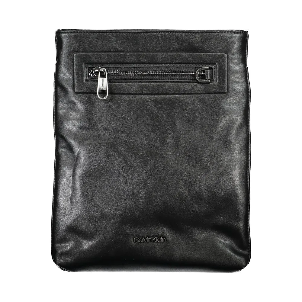 Calvin Klein Men's Sleek Black Shoulder Bag with Contrast Details