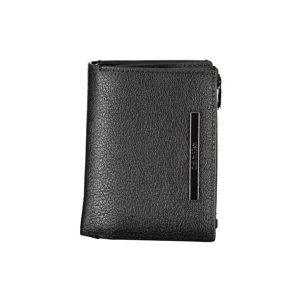 Calvin Klein Men's Sleek Black Leather Wallet with Coin Purse