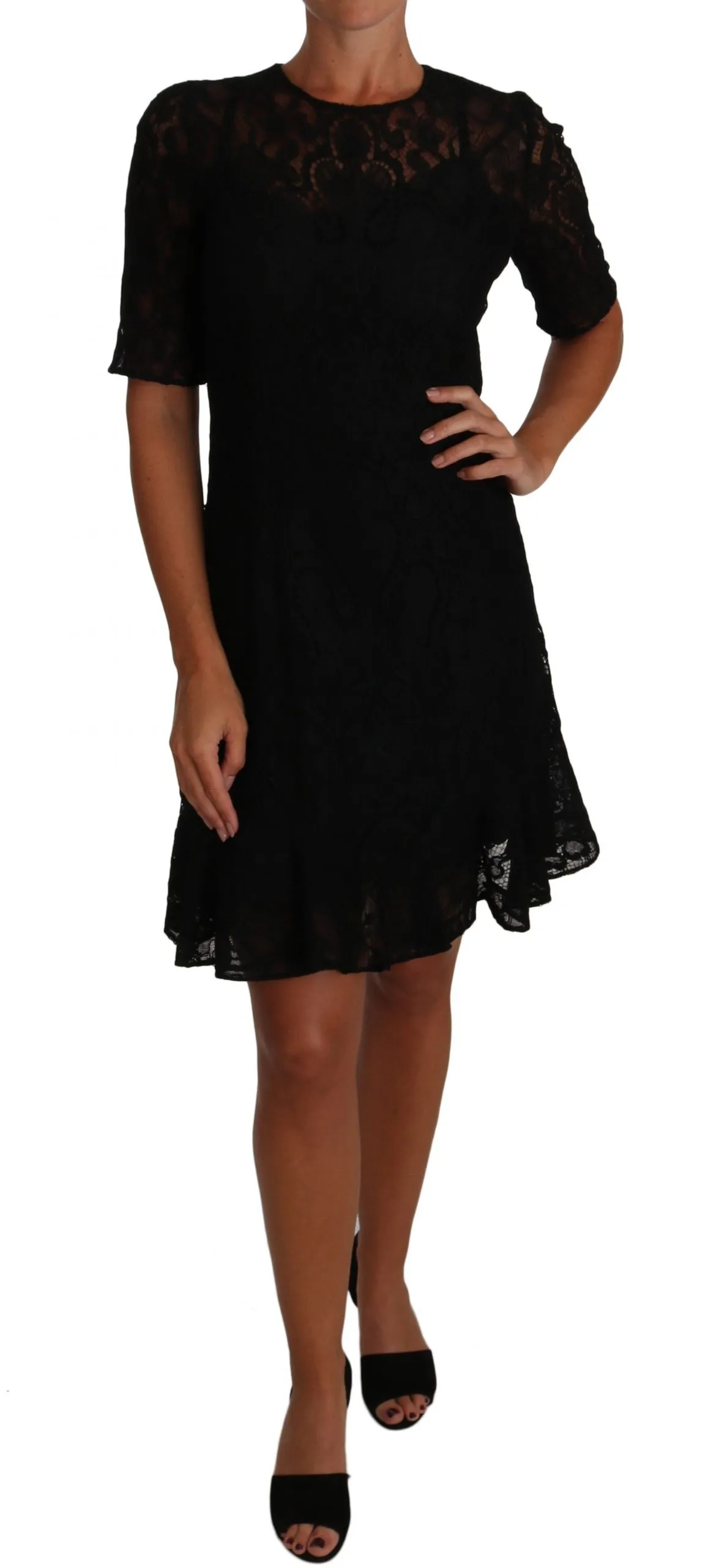 Dolce & Gabbana Women's Chic Black Lace Sheath Dress with Silk Lining