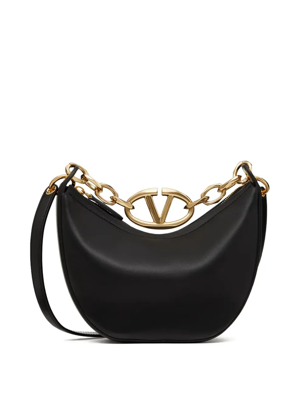 Valentino Garavani Women's Black Leather Mini Hobo Vlogo Shoulder Bag