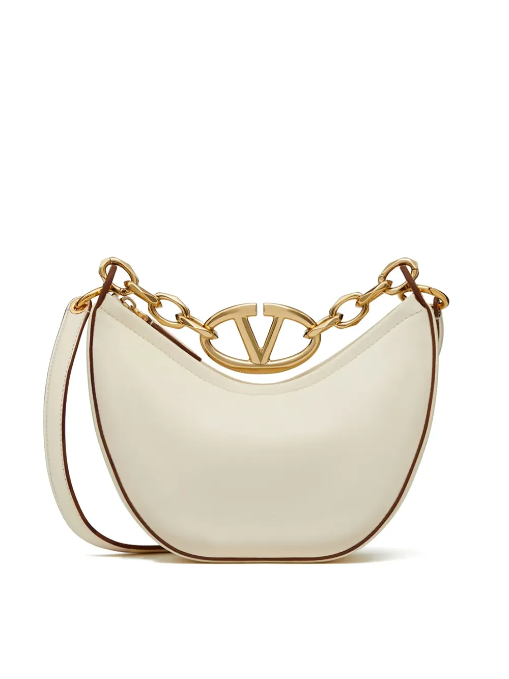 Valentino Garavani Women's Ivory Leather Mini Hobo Vlogo Shoulder Bag