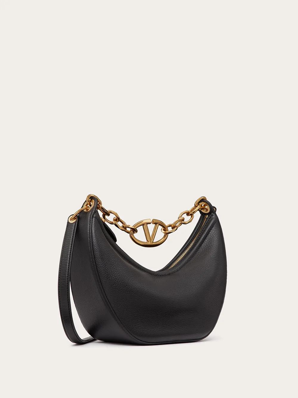 Valentino Garavani Women's Black Leather Small Hobo Vlogo Shoulder Bag