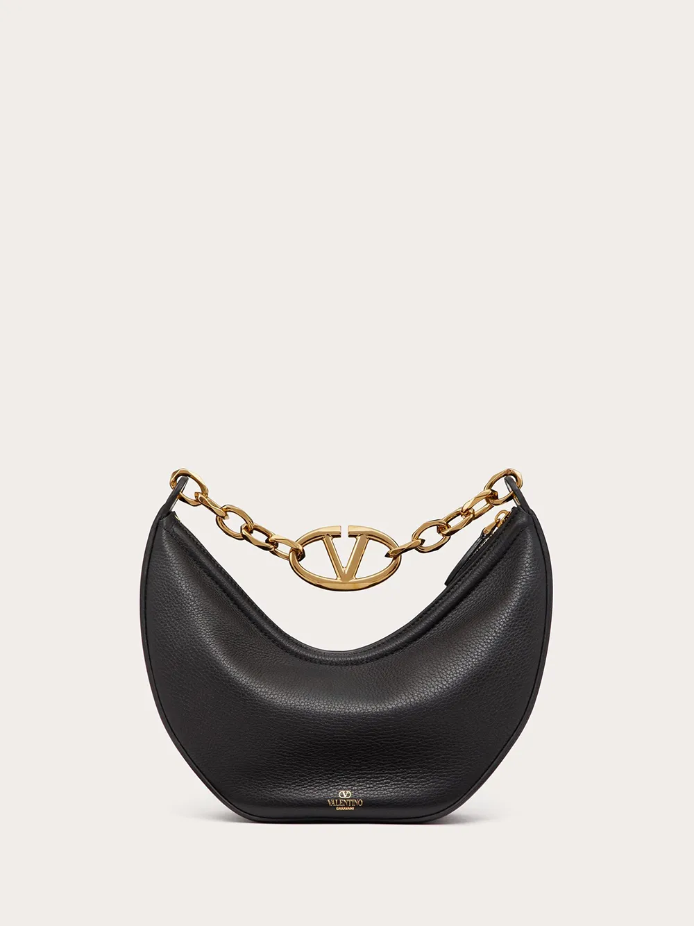 Valentino Garavani Women's Black Leather Small Hobo Vlogo Shoulder Bag