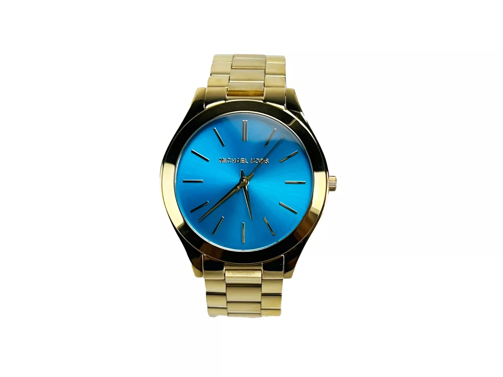 Michael Kors Unisex Slim Runway Stainless Steel Watch MK3265 Blue Gold