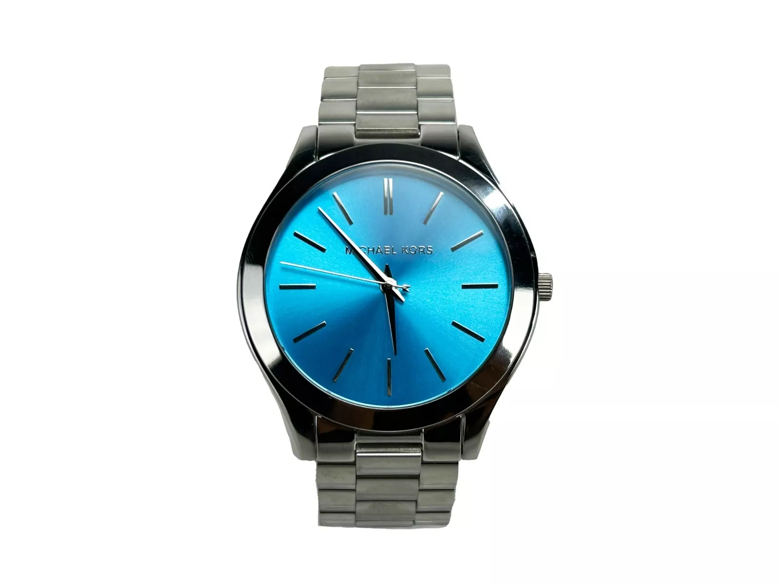 Michael Kors Unisex Slim Runway Stainless Steel Watch Blue Silver MK3292