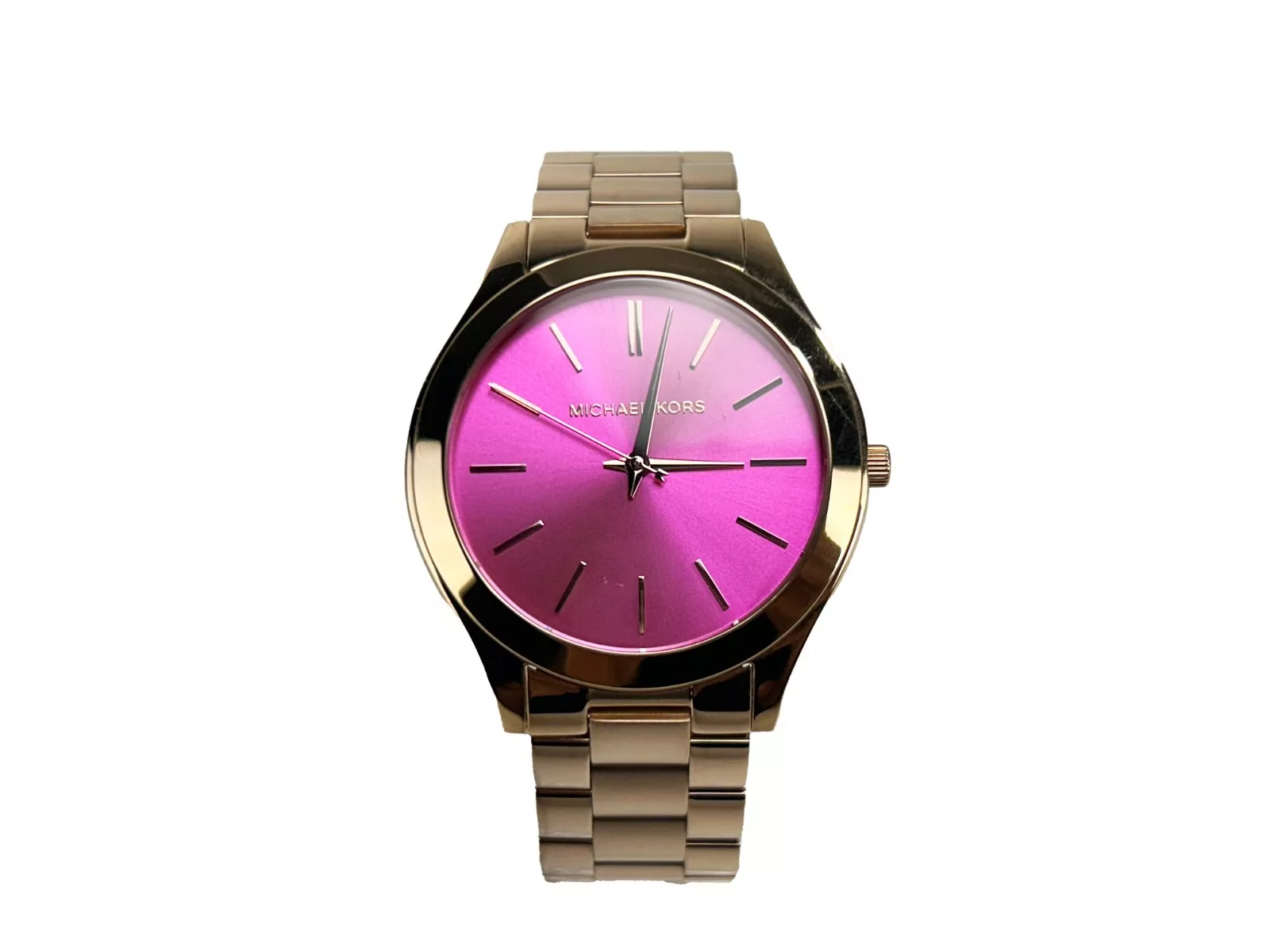 Michael Kors Unisex Slim Runway Stainless Steel Watch MK3291 Pink Silver