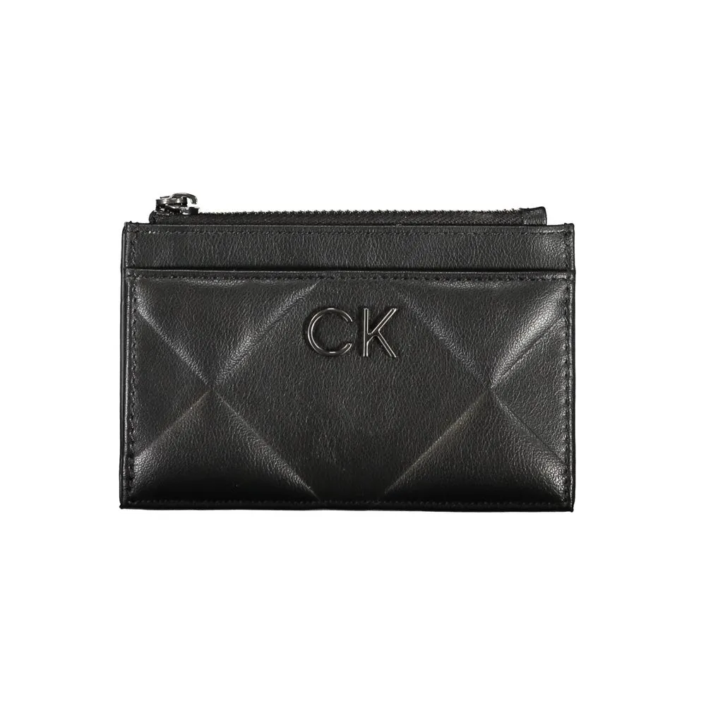 Calvin Klein Women's Sleek Black Zip Wallet with Contrast Detailing