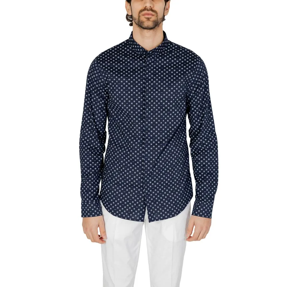 Armani Exchange Men's Blue Cotton Shirt
