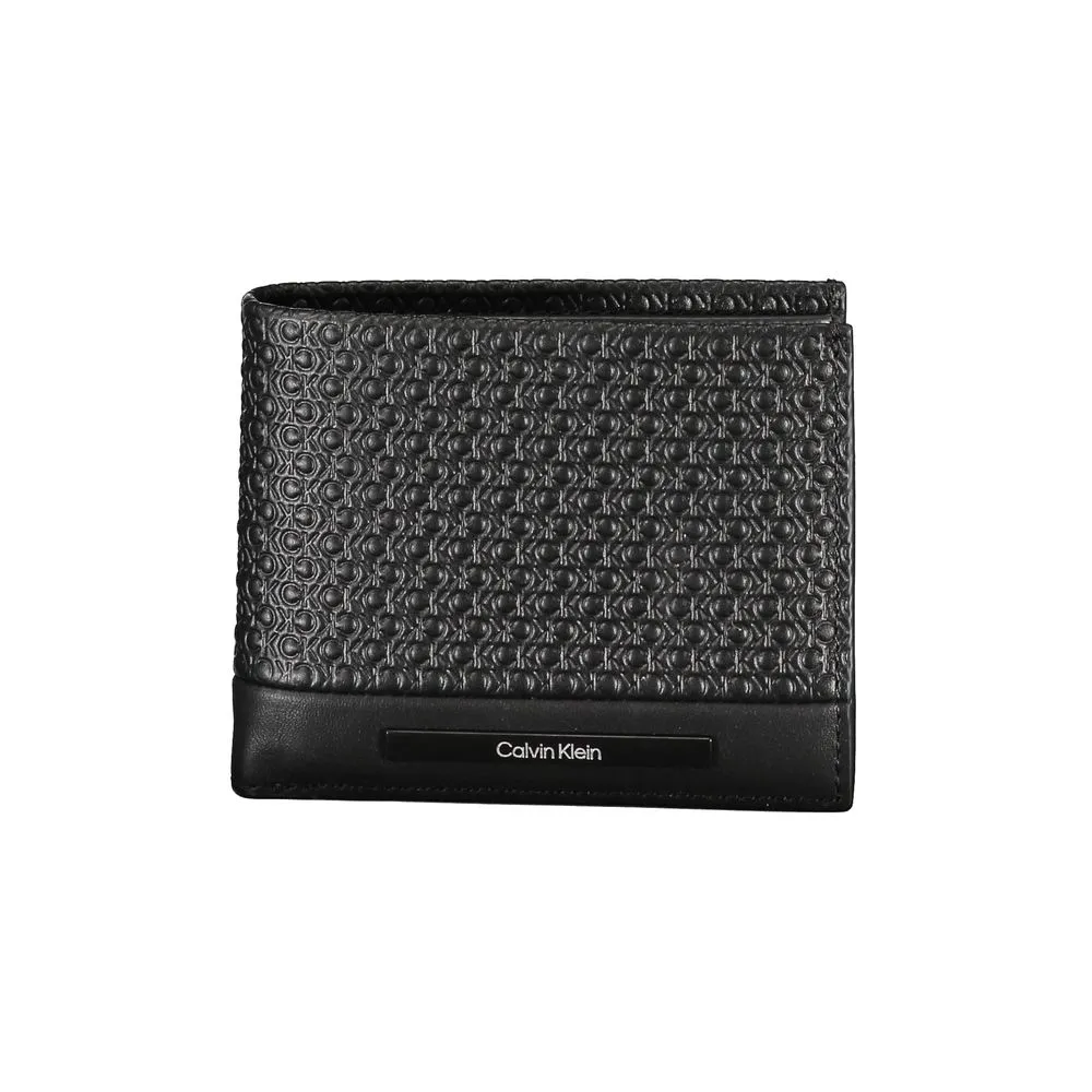 Calvin Klein Men's Sleek Black Leather Wallet with Contrast Details