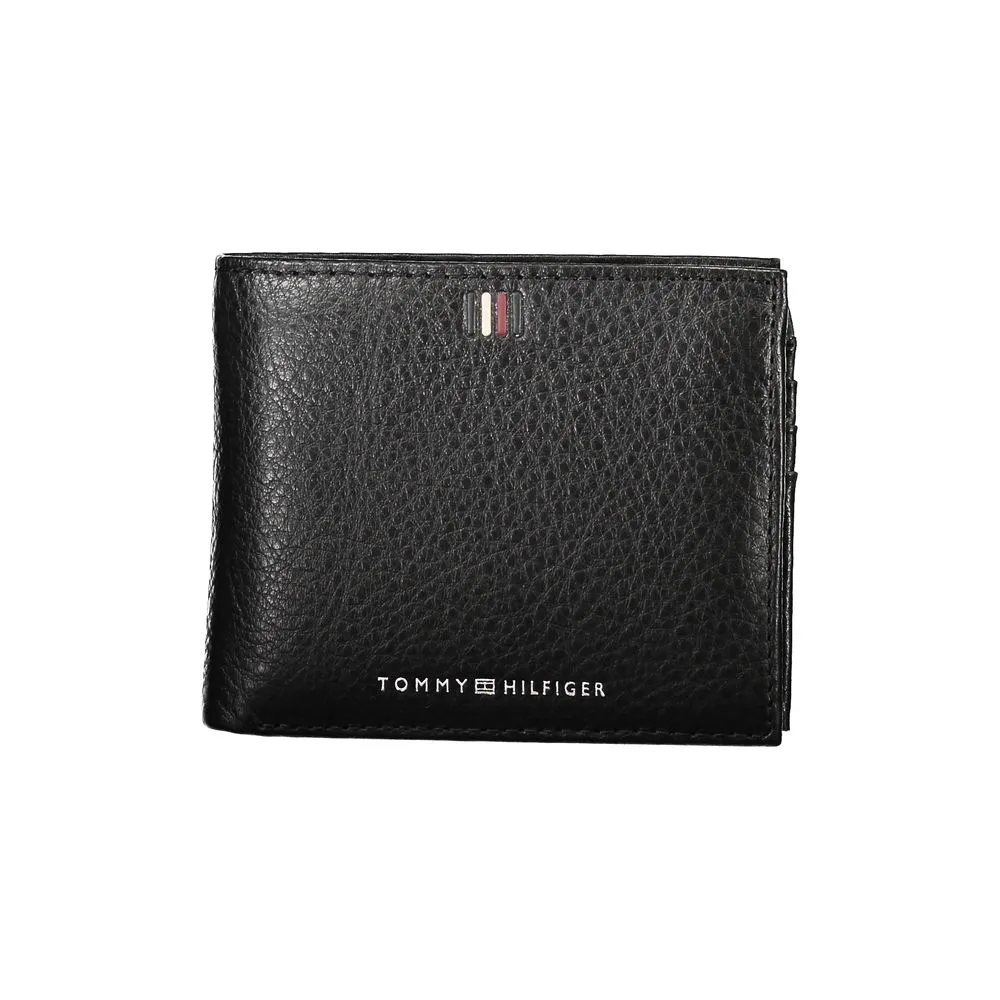 Tommy Hilfiger Men's Sleek Black Leather Wallet with Ample Storage
