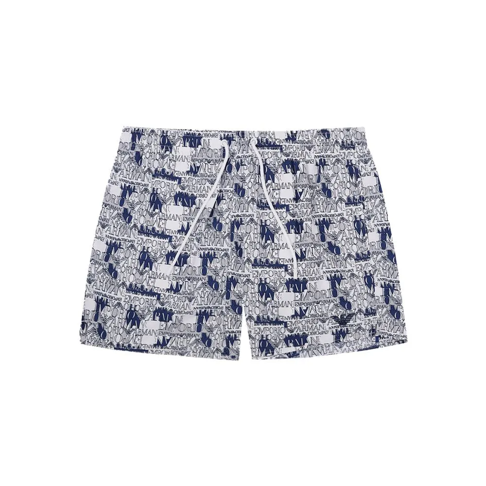 Emporio Armani Men's Elegant White Polyester Swim Shorts