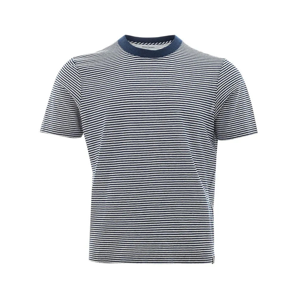 Gran Sasso Men's Elegant Blue Linen-Cotton Blend T-Shirt