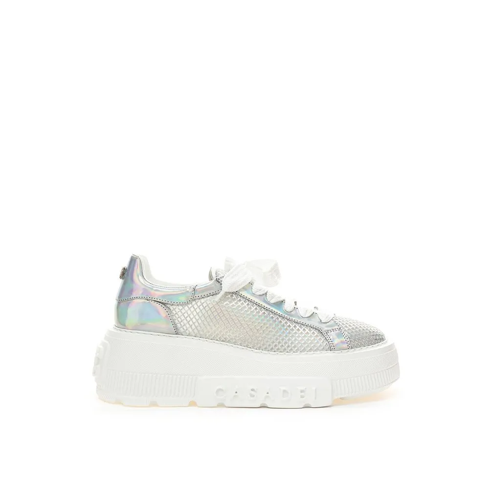 Casadei Women's Eco-Leather Chic Silver Sneakers for Women