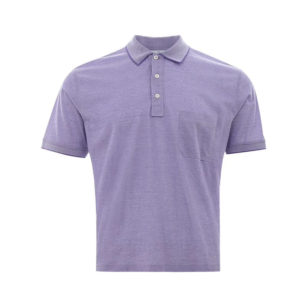 Gran Sasso Men's Elegant Purple Cotton Polo Shirt for Men