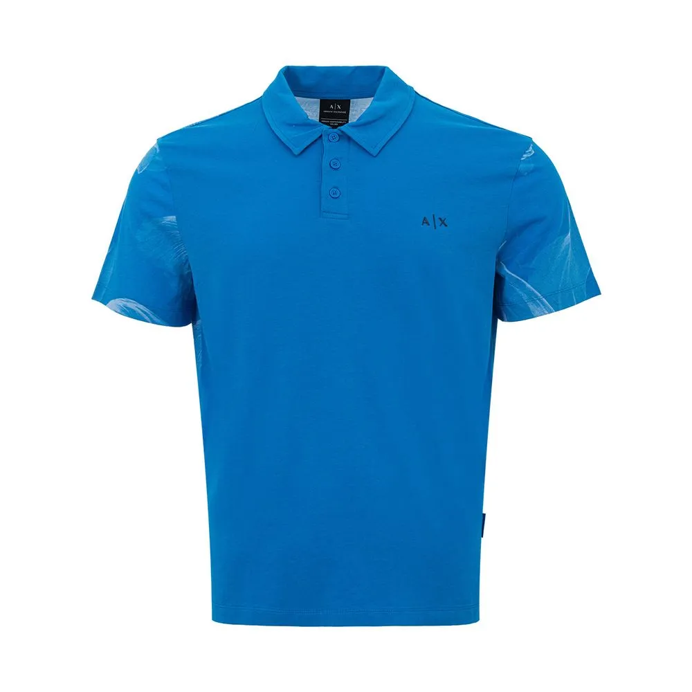 Armani Exchange Men's Sleek Blue Cotton Polo Shirt for Men