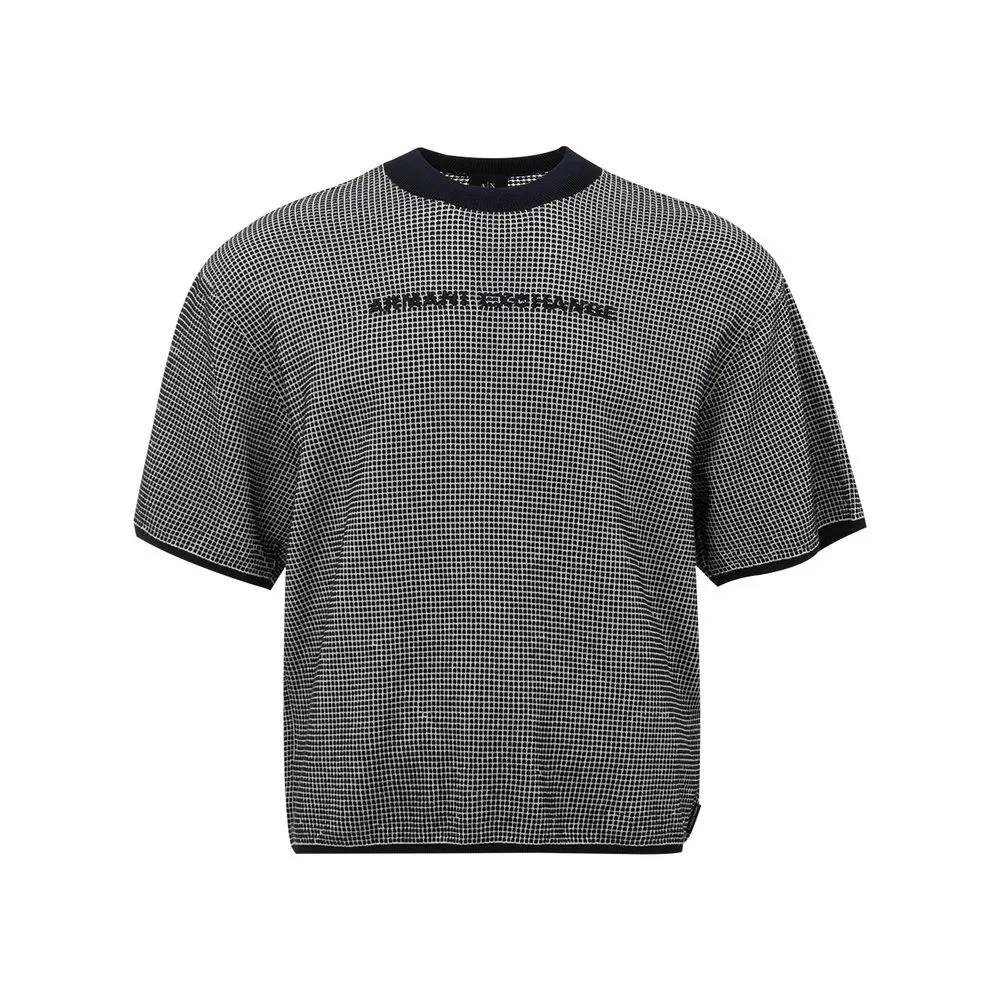 Armani Exchange Men's Sleek Blue Cotton Tee for Men