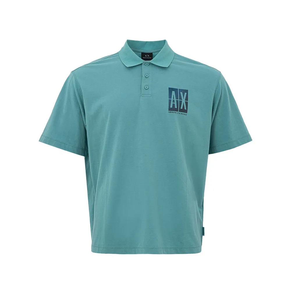Armani Exchange Men's Chic Light Blue Cotton Polo Shirt