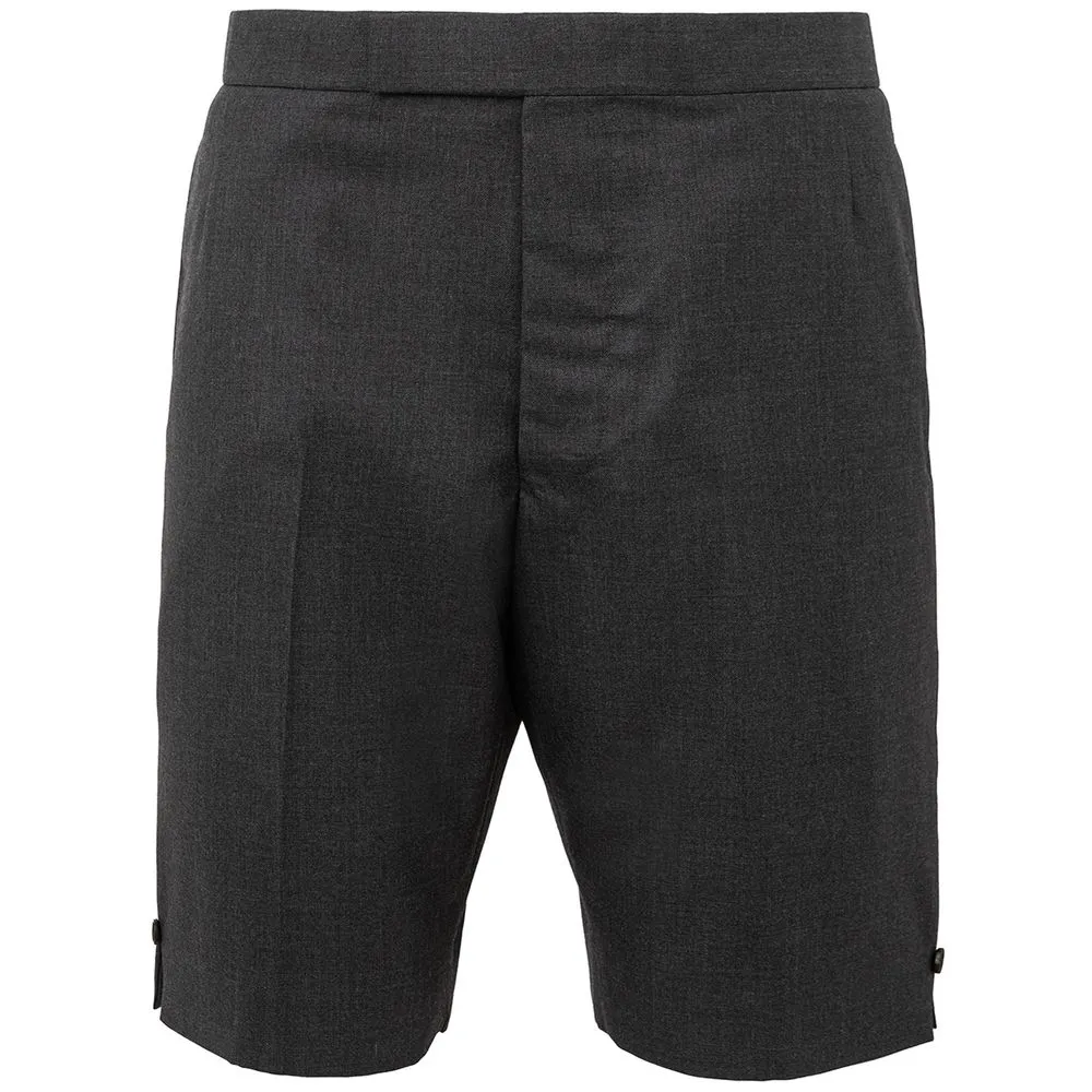 Thom Browne Men's Elegant Wool Shorts in Classic Gray