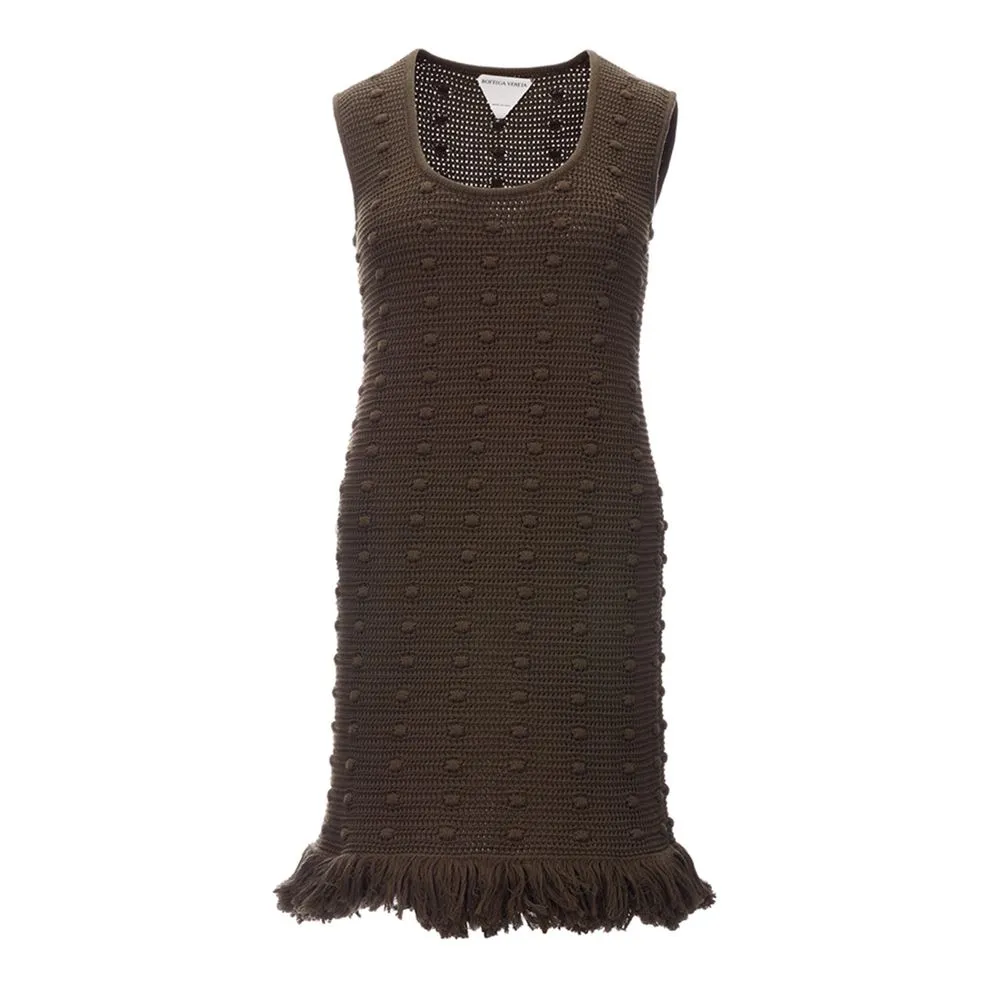 Bottega Veneta Women's Elegant Cotton Midi Dress in Earthy Brown