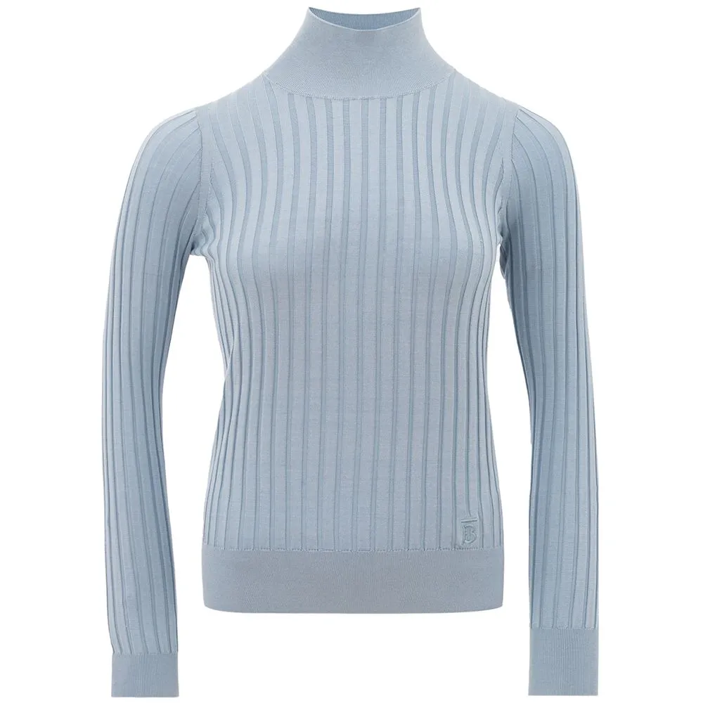 Burberry Women's Elegant Silk Sweater in Light Blue