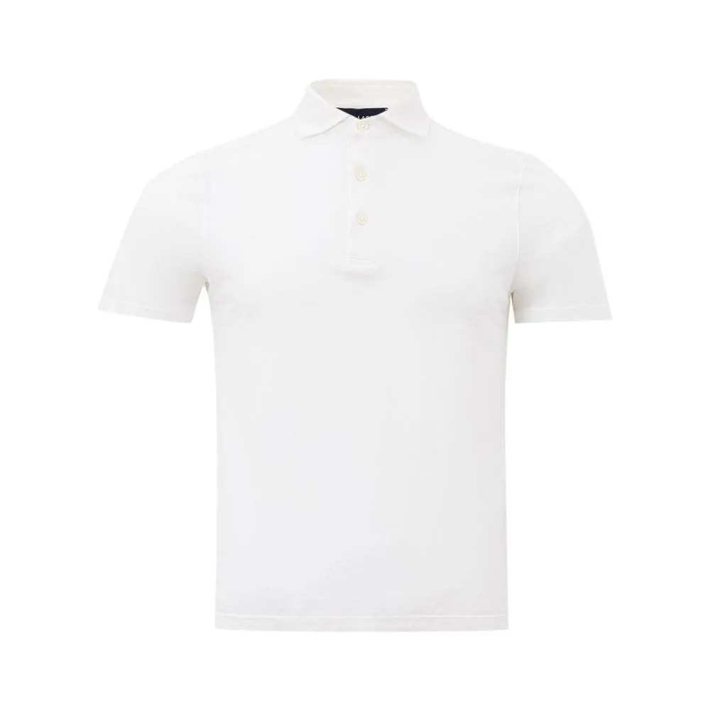 Lardini Men's Elegant White Cotton Polo by Lardini