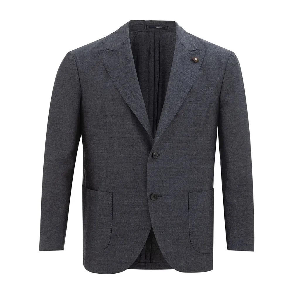 Lardini Men's Elegant Gray Wool Jacket for Sophisticated Men