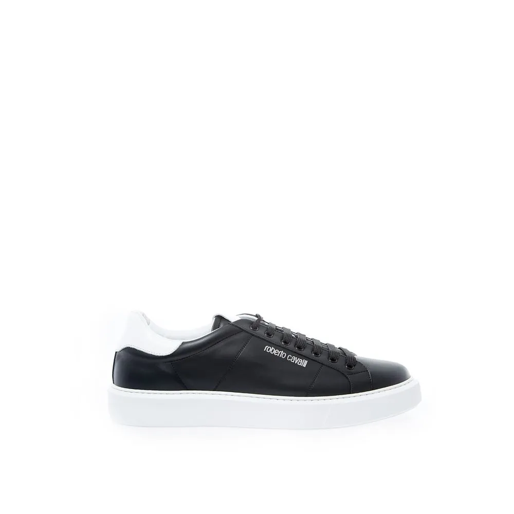 Roberto Cavalli Men's Elegant Black Leather Sneakers for Men