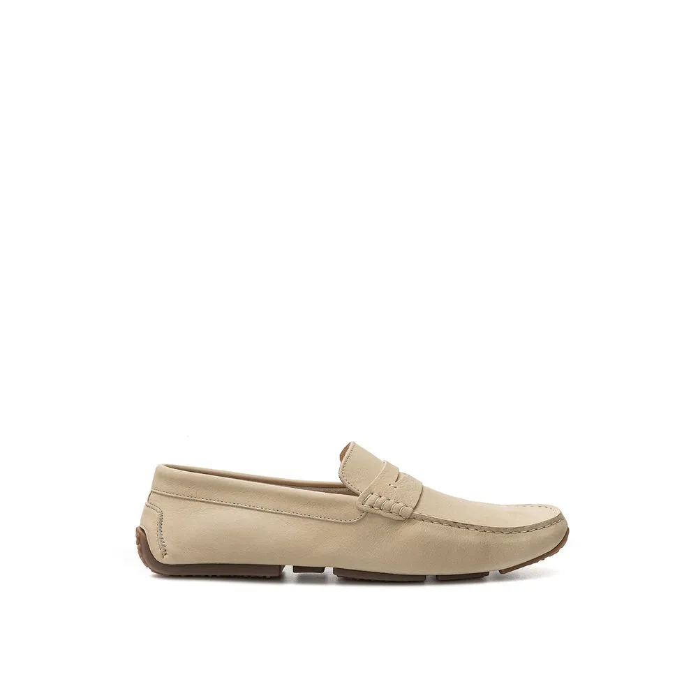 Bally Men's Elegant Beige Leather Loafers for the Discerning Gentleman