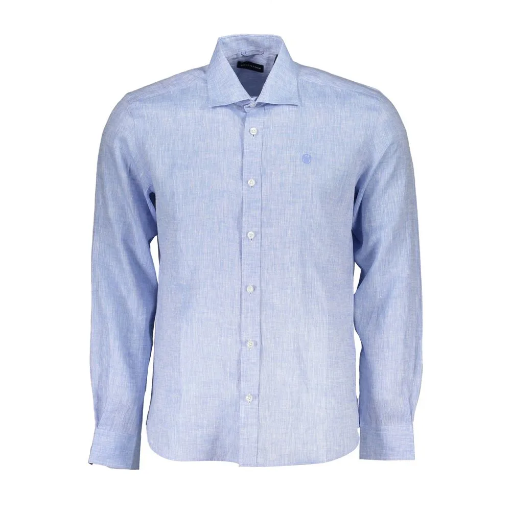 North Sails Light Blue Linen Men Shirt