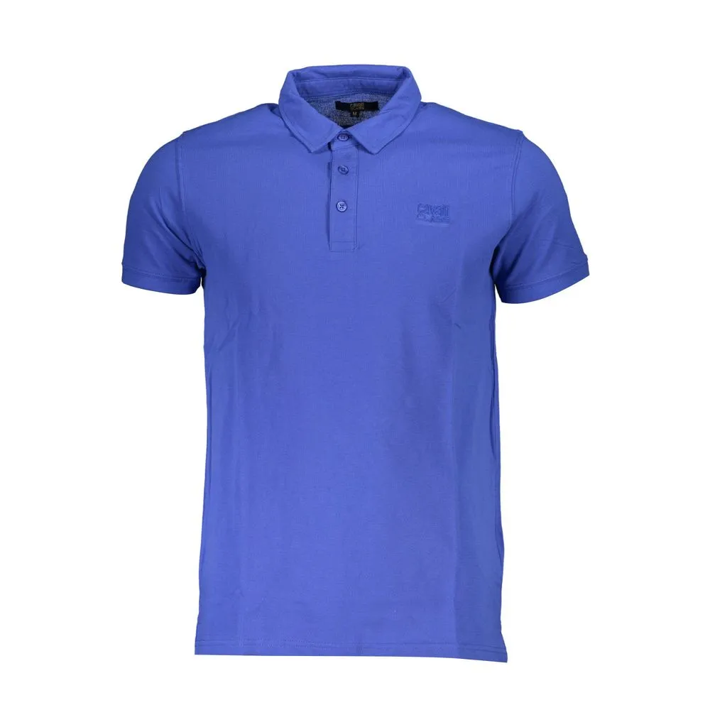 Cavalli Class Men's Blue Cotton Polo Shirt
